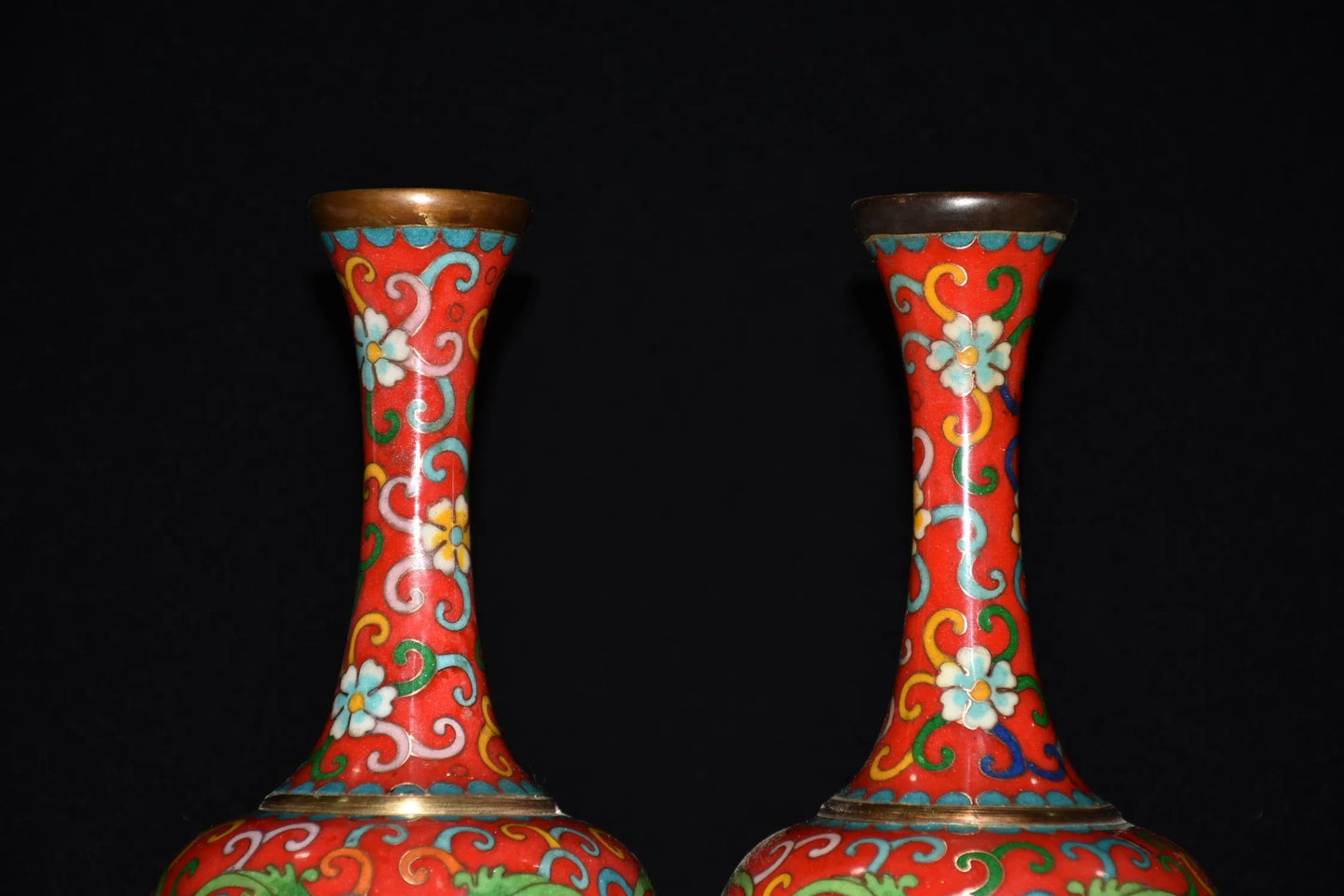 10"Tibetan Temple Collection Old Bronze Cloisonne Enamel bloom pot belly bottle vase Gather fortune ornament Town house