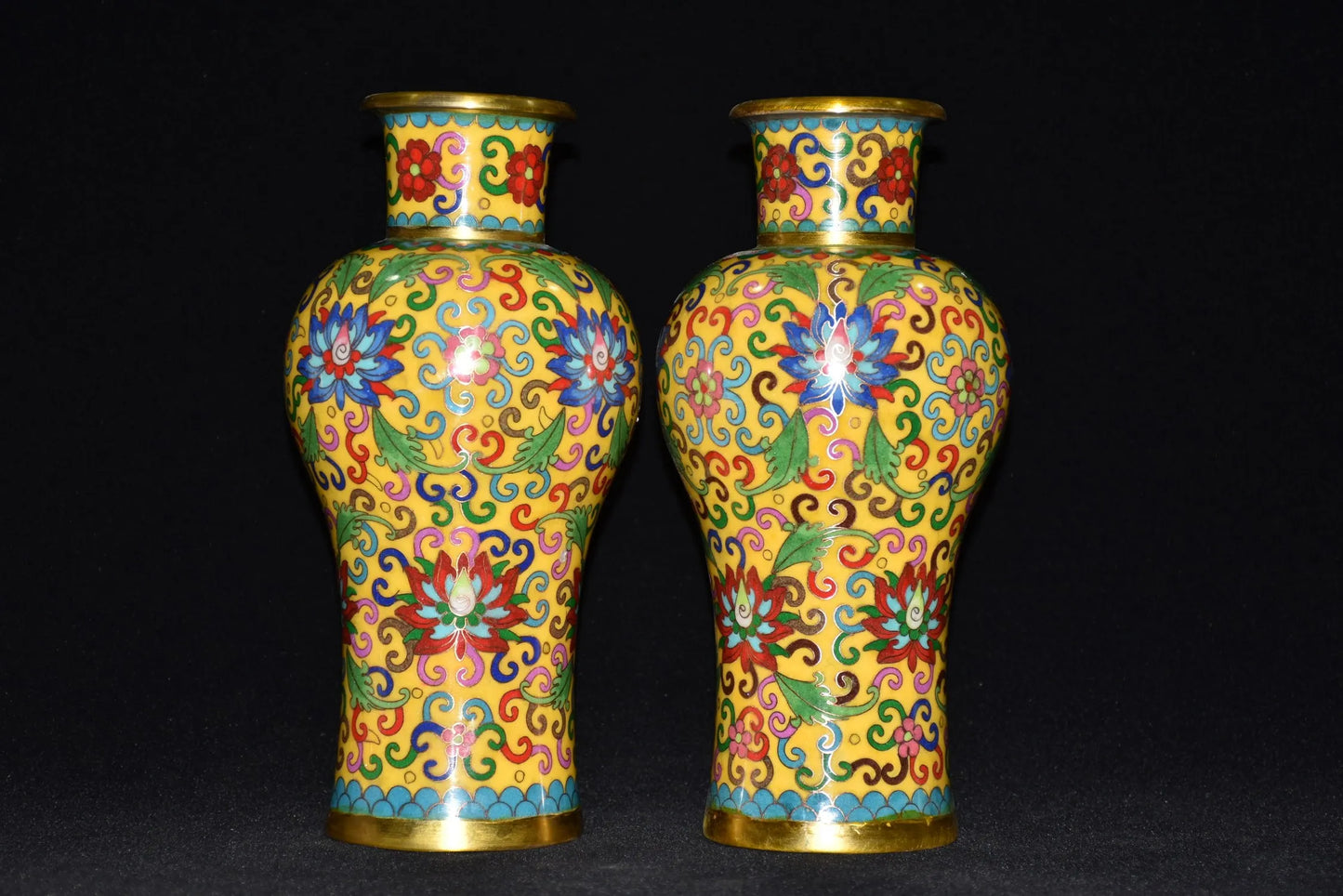 10"Tibetan Temple Collection Old Bronze Cloisonne Enamel bloom vase Gather fortune ornament Town house Exorcism