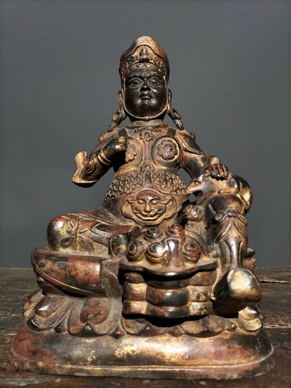 10"Tibetan Temple Collection Old Bronze Cloisonne Enamel lion animal head binaural incense burner worship hall Town house