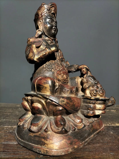 10"Tibetan Temple Collection Old Bronze Cloisonne Enamel lion animal head binaural incense burner worship hall Town house