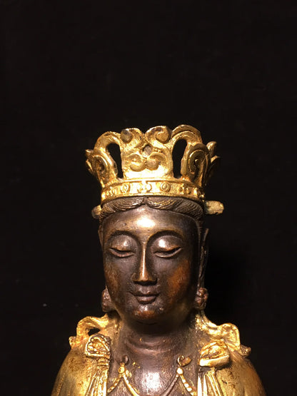 10"Tibetan Temple Collection Old Bronze Gilt Northern Wei Buddha  Guanyin Bodhisattva Sitting Buddha worship buddha ornament