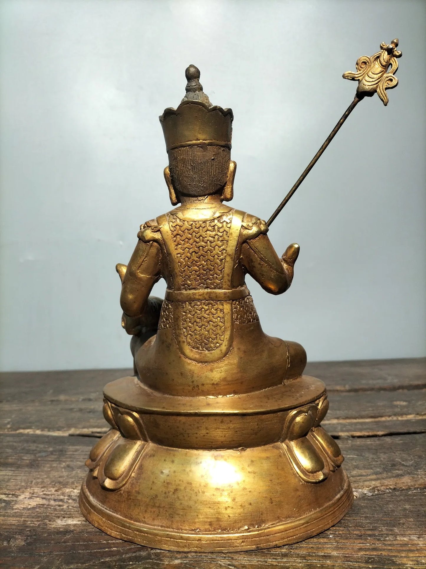 10"Tibetan Temple Collection Old Bronze Gilt Treasure Vaisravana Tibetan Buddha Sitting Buddha Town house Exorcism