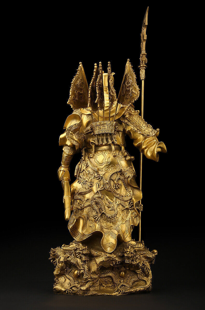 10 inch brass home feng shui folk Sangharama Bodhisattva dragon Guan Gong statue Buy Our Tea