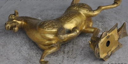 10"Chinese FengShui Brass Animal Horse riding Chebi bird Swallows success Statue