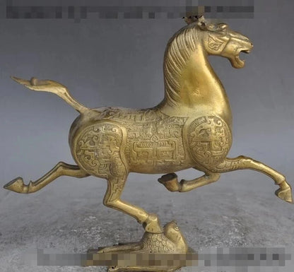 10"Chinese FengShui Brass Animal Horse riding Chebi bird Swallows success Statue