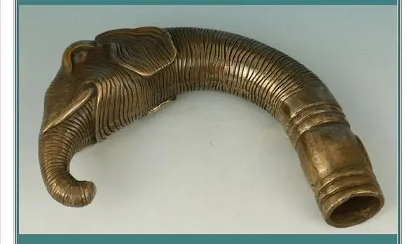 100% BRASS Pure Copper Brass Grandpa Good Lucky Chinese Old BRASS Handmade Carved Elephant Statue Cane Walking Stick Head