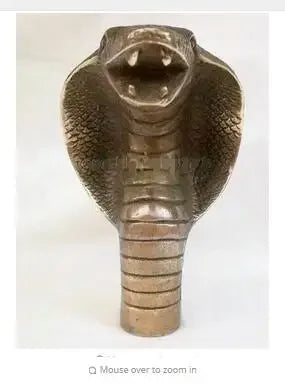 100% BRASS Pure Copper Brass Grandpa Good Lucky Old Qing Ming Chinese Old BRAAS Carved Cobra Statue Cane Walking Stick Head