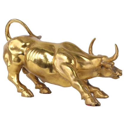 100% Brass Bull Wall Street Cattle Sculpture Copper Cow Statue Mascot Exquisite Crafts Ornament Office Decoration Business Gift