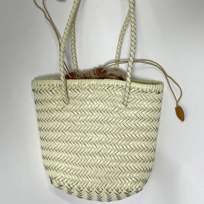100% Cowhide leather hand-woven bag Women's leather vegetable basket bag Women's Shopping Bag