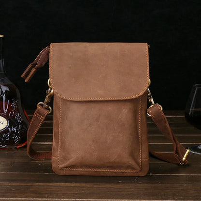 100% Genuine Leather Male Waist Vintage Style Men Travel Fanny Pack European Man Outdoor Phone Bags With Shoulder Strap