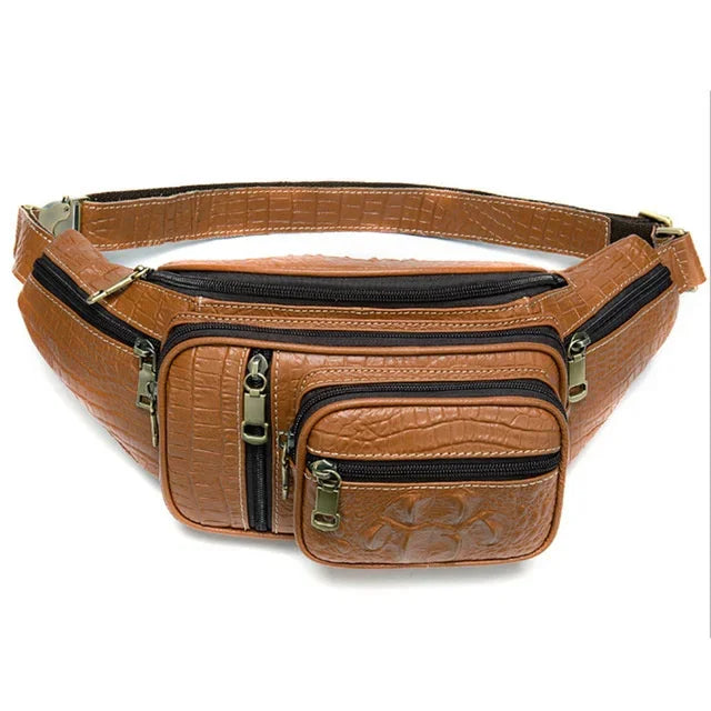 100% Genuine Leather Men Women Fanny Pack Sports Running Waist Bag For Phone Wallets Outside Walking Bags Crossbody Sling