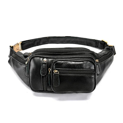 100% Genuine Leather Men Women Fanny Pack Sports Running Waist Bag For Phone Wallets Outside Walking Bags Crossbody Sling