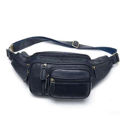 100% Genuine Leather Men Women Fanny Pack Sports Running Waist Bag For Phone Wallets Outside Walking Bags Crossbody Sling