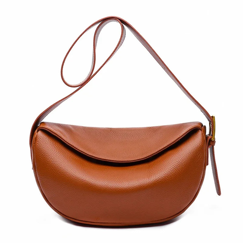 100%Genuine Leather Shoulder Bag Women's bag Fashion Luxury Brand Women Handbag Designers Half Moon Cowhide Female Messenger Bag