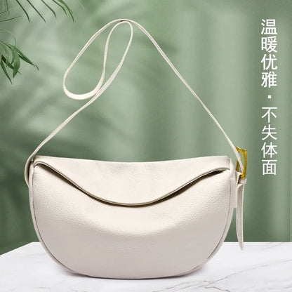 100%Genuine Leather Shoulder Bag Women's bag Fashion Luxury Brand Women Handbag Designers Half Moon Cowhide Female Messenger Bag
