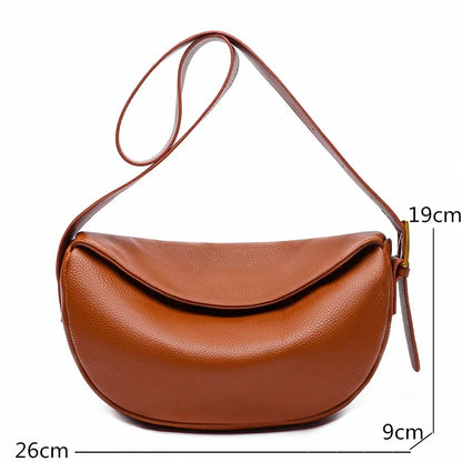 100%Genuine Leather Shoulder Bag Women's bag Fashion Luxury Brand Women Handbag Designers Half Moon Cowhide Female Messenger Bag