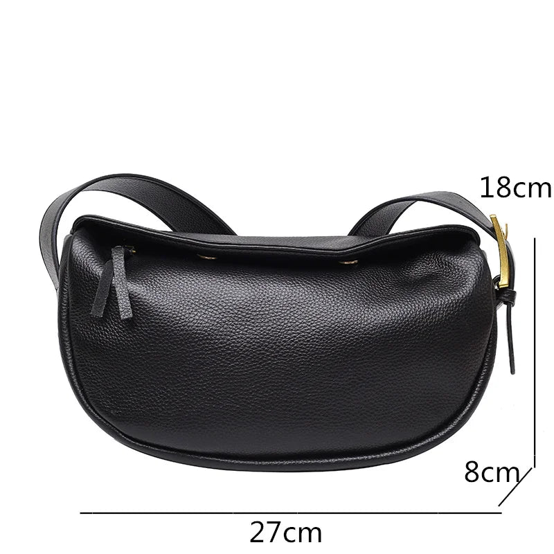 100% Genuine Leather Shoulder Bags Fashion Luxury Brand Women Handbag Designers Wide Shoulder Strap Cowhide Female Messenger Bag