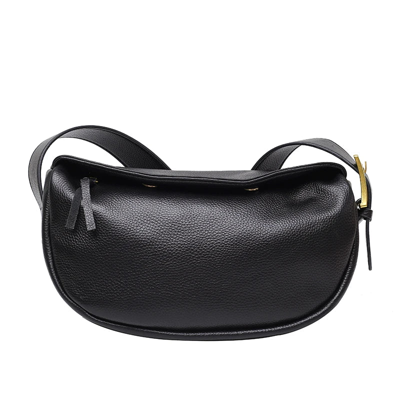 100% Genuine Leather Shoulder Bags Fashion Luxury Brand Women Handbag Designers Wide Shoulder Strap Cowhide Female Messenger Bag