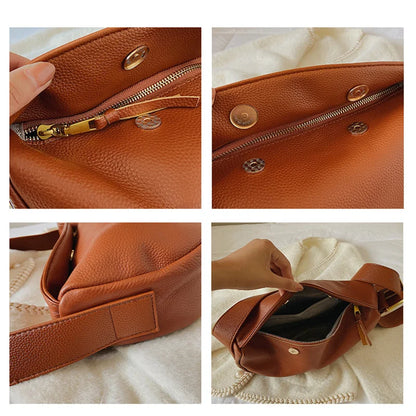 100% Genuine Leather Shoulder Bags Fashion Luxury Brand Women Handbag Designers Wide Shoulder Strap Cowhide Female Messenger Bag