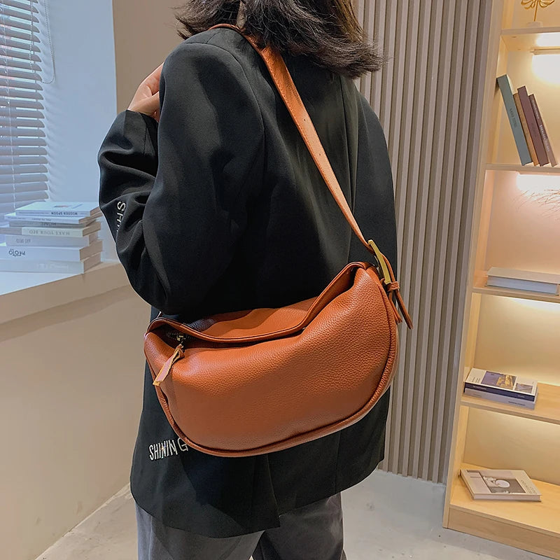 100% Genuine Leather Shoulder Bags Fashion Luxury Brand Women Handbag Designers Wide Shoulder Strap Cowhide Female Messenger Bag