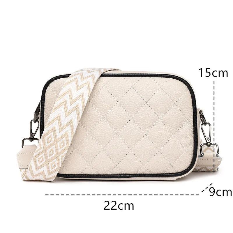 100% Genuine Leather Shoulder Crossbody Bag for Women Wide Shoulder Women's Handbag Luxury Solid Color Female Messenger Tote Sac