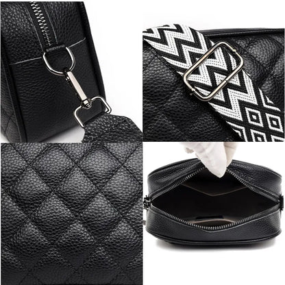 100% Genuine Leather Shoulder Crossbody Bag for Women Wide Shoulder Women's Handbag Luxury Solid Color Female Messenger Tote Sac