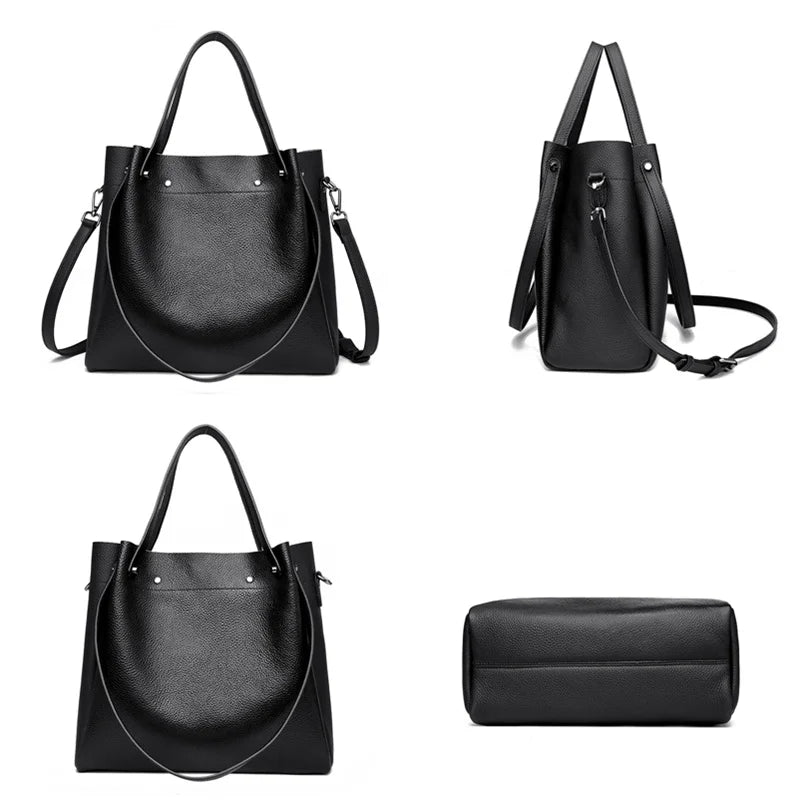 100% Genuine Leather Shoulder Messenger Bags for Women 2023 Large Capacity Cow Leather Ladies Handbags Soft Female Crossbody Sac