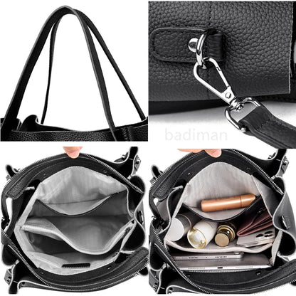 100% Genuine Leather Shoulder Messenger Bags for Women 2023 Large Capacity Cow Leather Ladies Handbags Soft Female Crossbody Sac