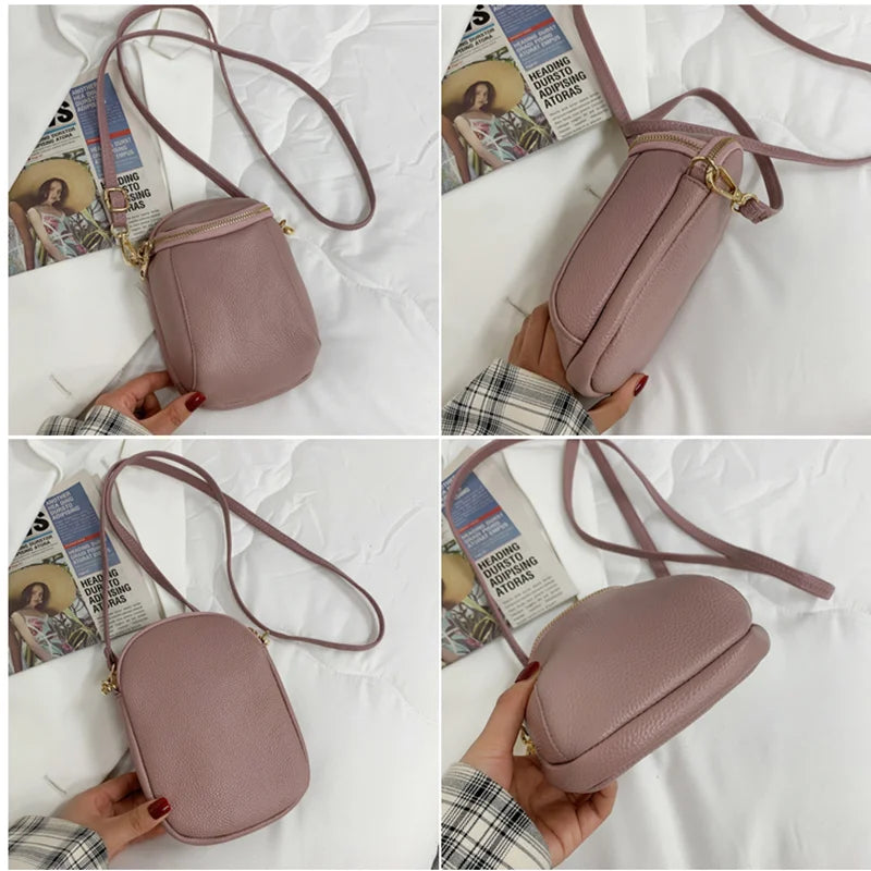 100% Genuine Leather Women Shoulder Bags Fashion Lady Mobile phone bag Designer Cowhide Women Handbags Mini Female Crossbody Bag