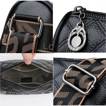 100%Genuine Leather Women Shoulder Crossbody Bag Solid Color Cow Leather Ladies Handbag Large Capacity Female Messenger Tote Sac
