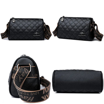 100%Genuine Leather Women Shoulder Crossbody Bag Solid Color Cow Leather Ladies Handbag Large Capacity Female Messenger Tote Sac