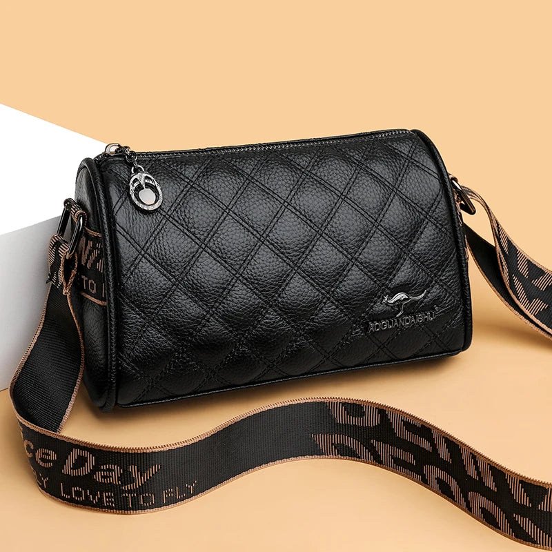 100%Genuine Leather Women Shoulder Crossbody Bag Solid Color Cow Leather Ladies Handbag Large Capacity Female Messenger Tote Sac