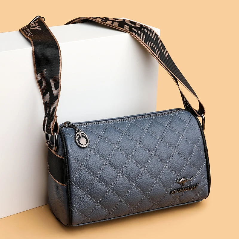 100%Genuine Leather Women Shoulder Crossbody Bag Solid Color Cow Leather Ladies Handbag Large Capacity Female Messenger Tote Sac