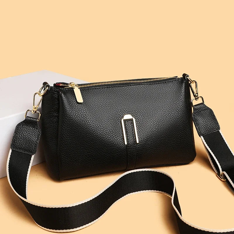 100% Genuine Leather Women's Handbags Fashion Solid Cow Leather Women Shoulder Crossbody Bag Large capacity Female Messenger Sac