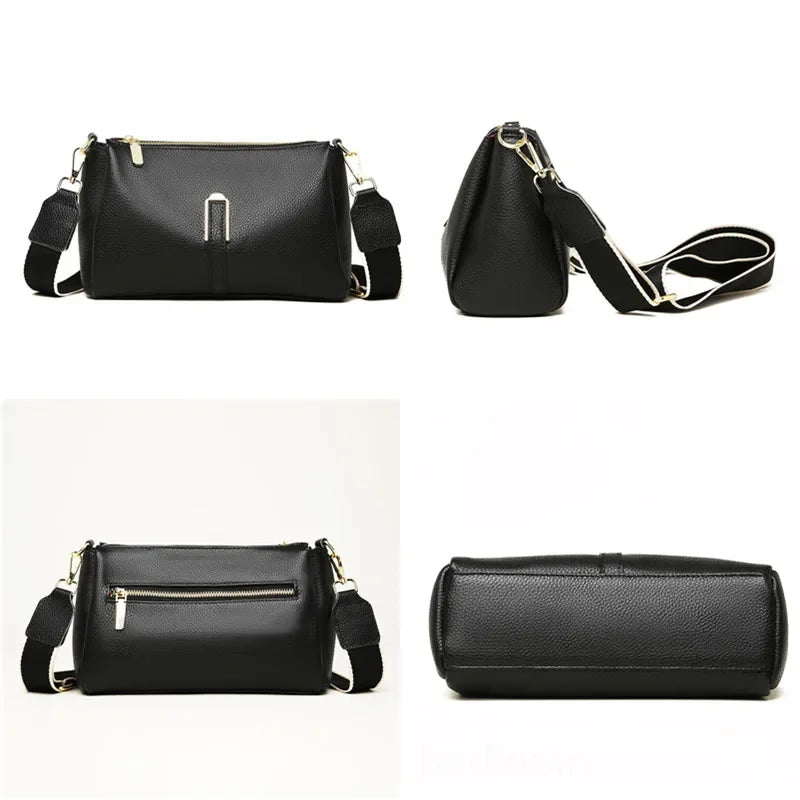 100% Genuine Leather Women's Handbags Fashion Solid Cow Leather Women Shoulder Crossbody Bag Large capacity Female Messenger Sac