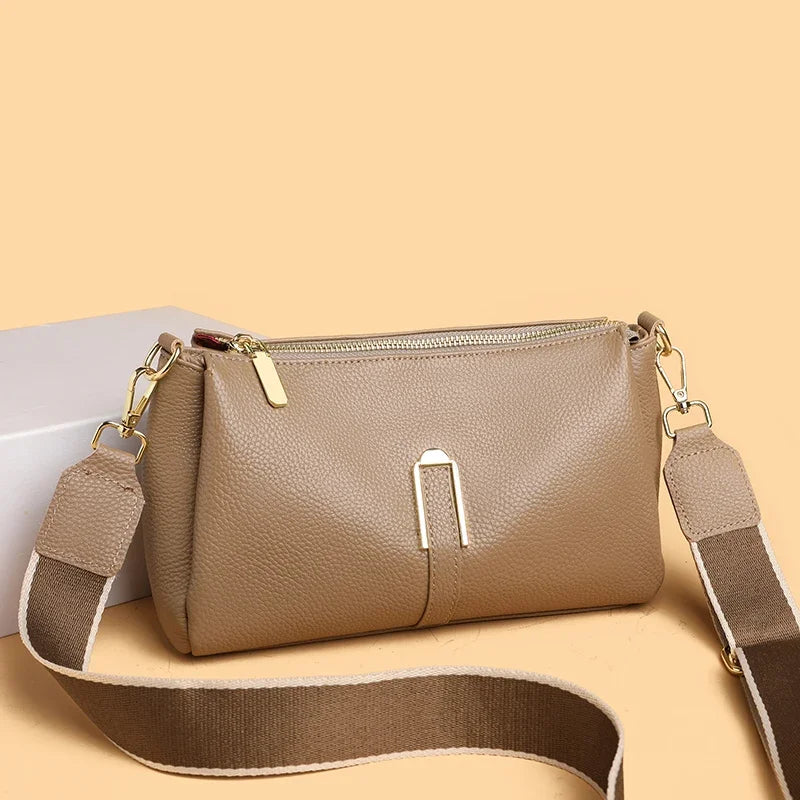 100% Genuine Leather Women's Handbags Fashion Solid Cow Leather Women Shoulder Crossbody Bag Large capacity Female Messenger Sac