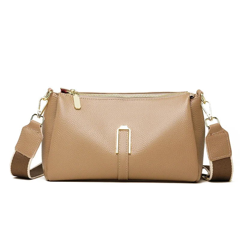100% Genuine Leather Women's Handbags Fashion Solid Cow Leather Women Shoulder Crossbody Bag Large capacity Female Messenger Sac