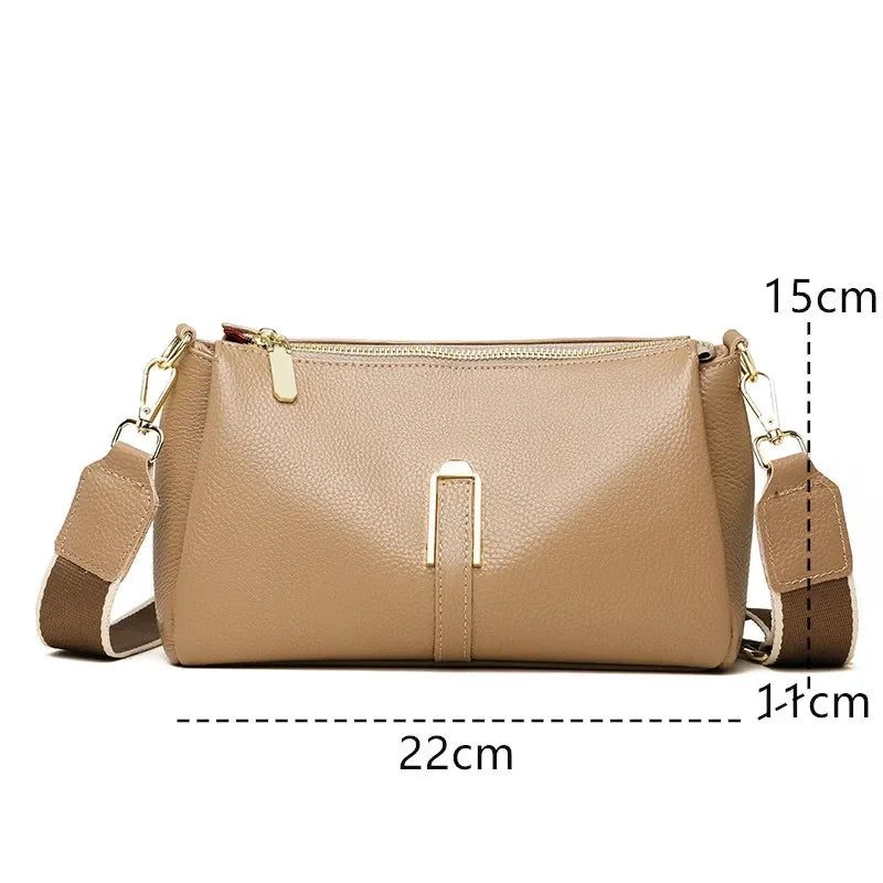 100% Genuine Leather Women's Handbags Fashion Solid Cow Leather Women Shoulder Crossbody Bag Large capacity Female Messenger Sac
