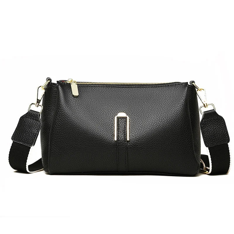100% Genuine Leather Women's Handbags Fashion Solid Cow Leather Women Shoulder Crossbody Bag Large capacity Female Messenger Sac