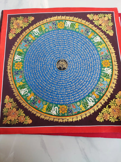 100% Hand painted Auspicious scripture Mandala Thangka Thang-ga painting Buddhism HOME Hall altar wall Decorative ART A5