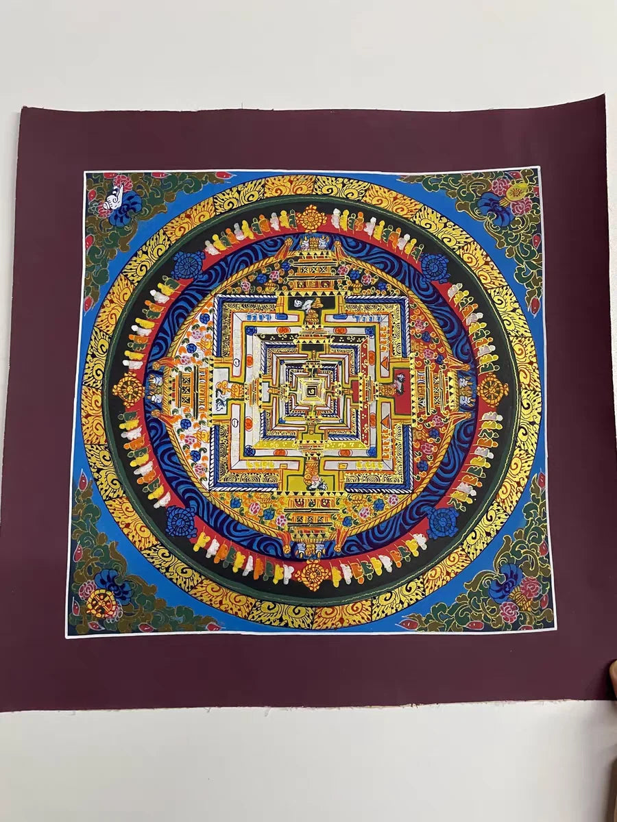 100% Hand painted Eight auspicious scripture Mandala Thangka Thang-ga Buddhist family Hall altar wall Decorative painting S1