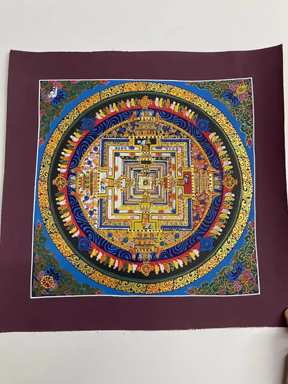 100% Hand painted Eight auspicious scripture Mandala Thangka Thang-ga Buddhist family Hall altar wall Decorative painting S1