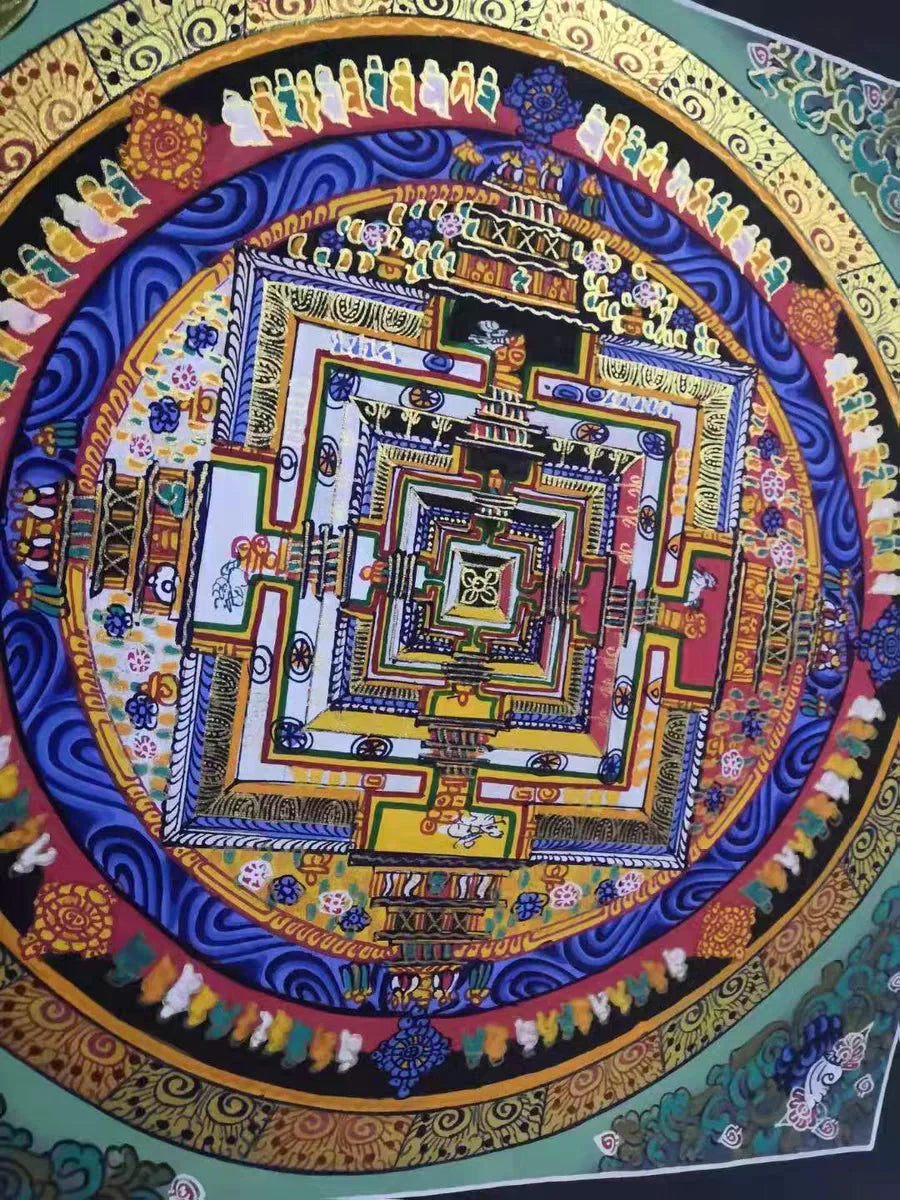 100% Hand painted Eight auspicious scripture Mandala Thangka Thang-ga Buddhist family Hall altar wall Decorative painting S1