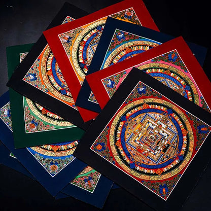 100% Hand painted Eight auspicious scripture Mandala Thangka Thang-ga Buddhist family Hall altar wall Decorative painting S1