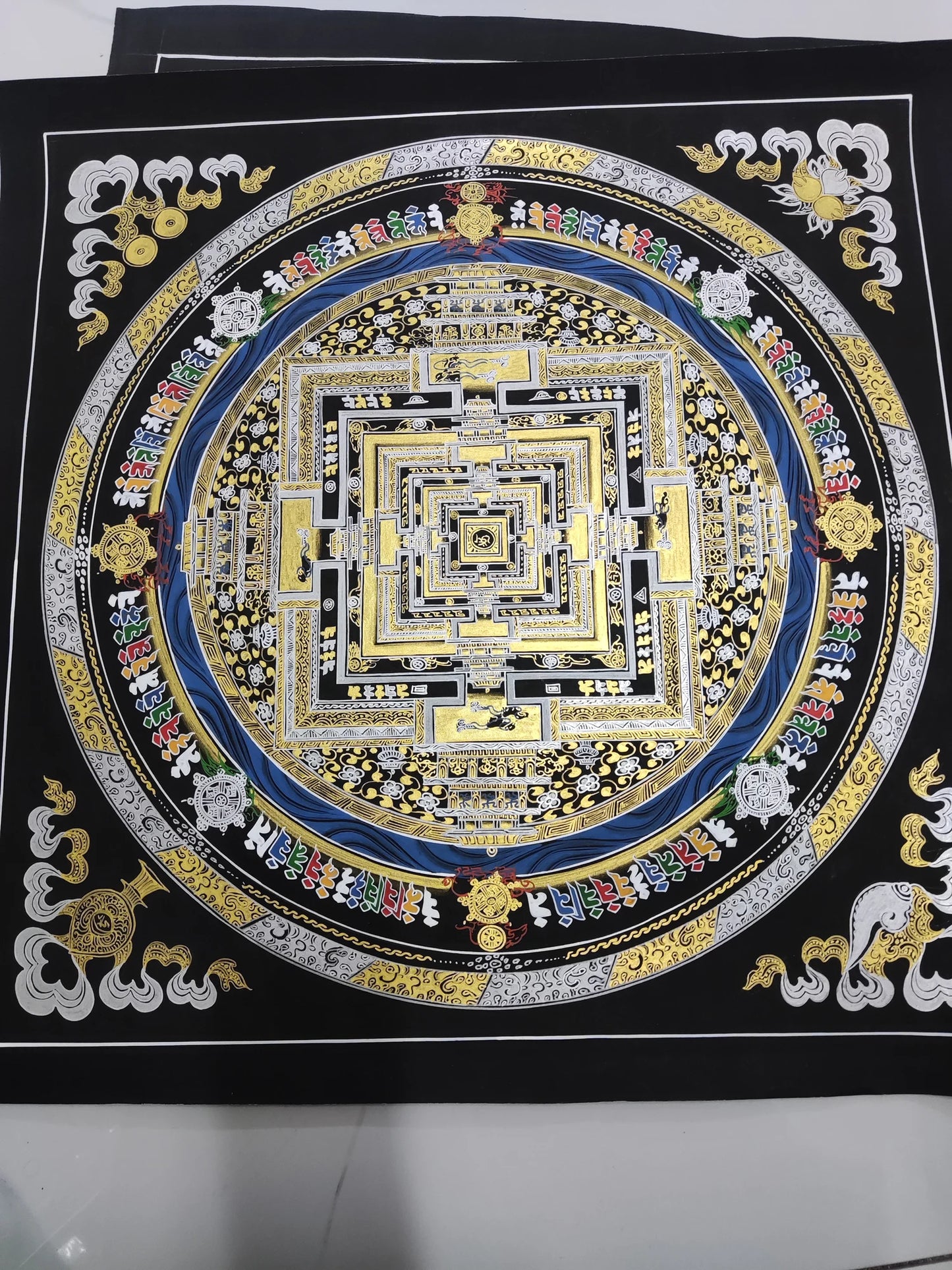 100% Hand painted Mandala wheel altar Enlightenment Thangka Thang-ga painting Buddhism home Hall altar wall Decorative art S2