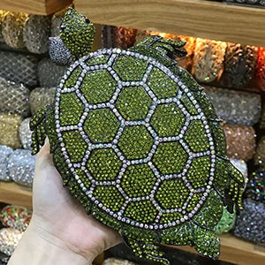 100% Handmade Green Animal Shape Full Diamond Women Evening Clutch Bags Luxury Dinner Ladies Clutches Party Handbags Female Bag