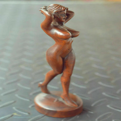 100% Natural Chinese Boxwood Wood Statue Hand Carved Nude Beautiful Woman