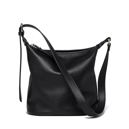 100% Solid Color Genuine Leather Women Shoulder Crossbody Bags 2023 High Quality Cowhide Small Ladies Messenger Bucket Tote Sac
