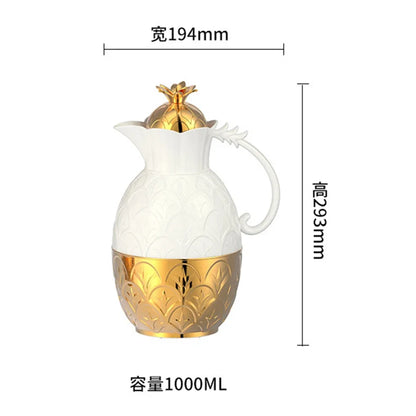 1000ml Arabic Style Glass Liner Vacuum Flask Large Capacity Thermos Light Luxury Coffee Pot For Home Thermal Insulation Kettle