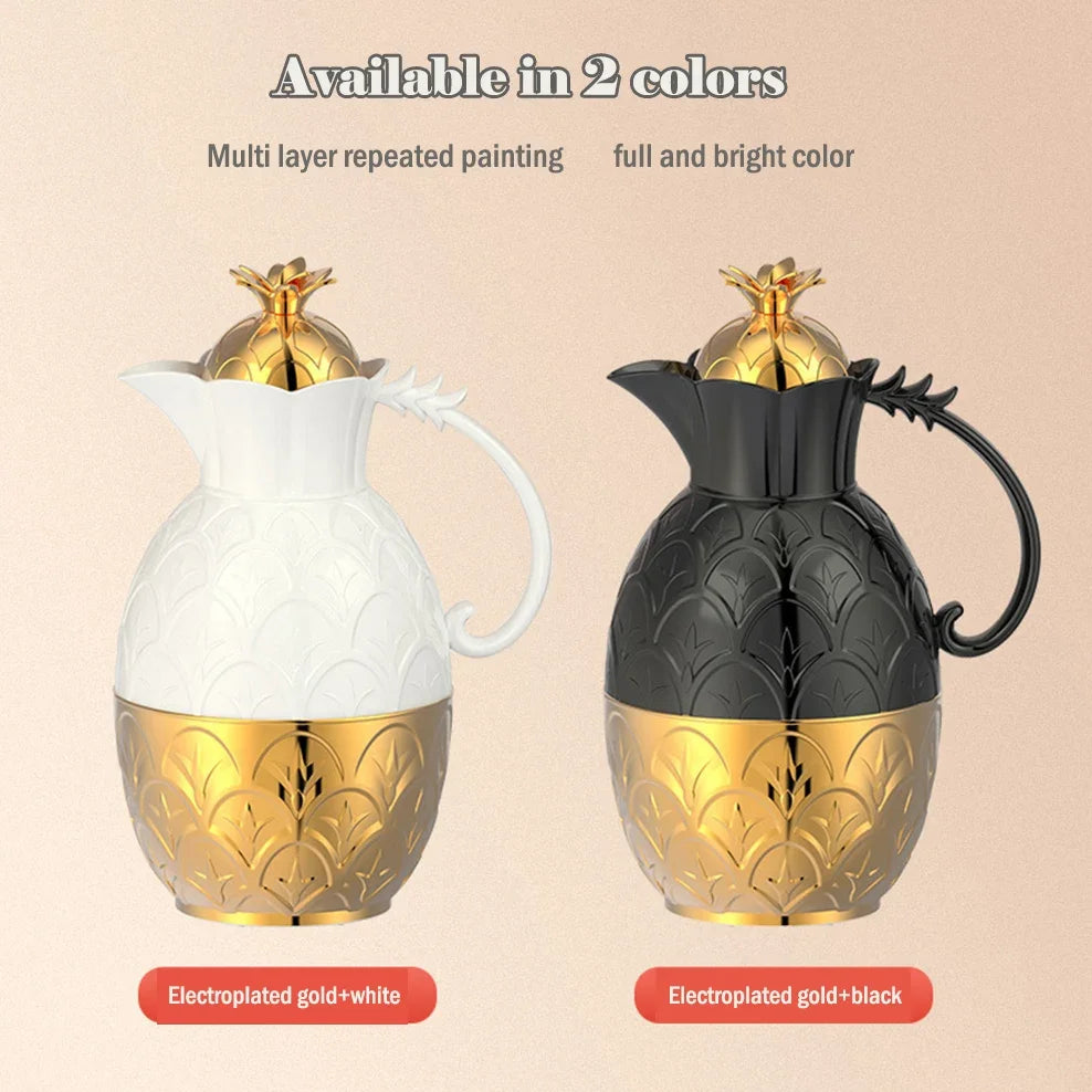 1000ml Arabic Style Glass Liner Vacuum Flask Large Capacity Thermos Light Luxury Coffee Pot For Home Thermal Insulation Kettle
